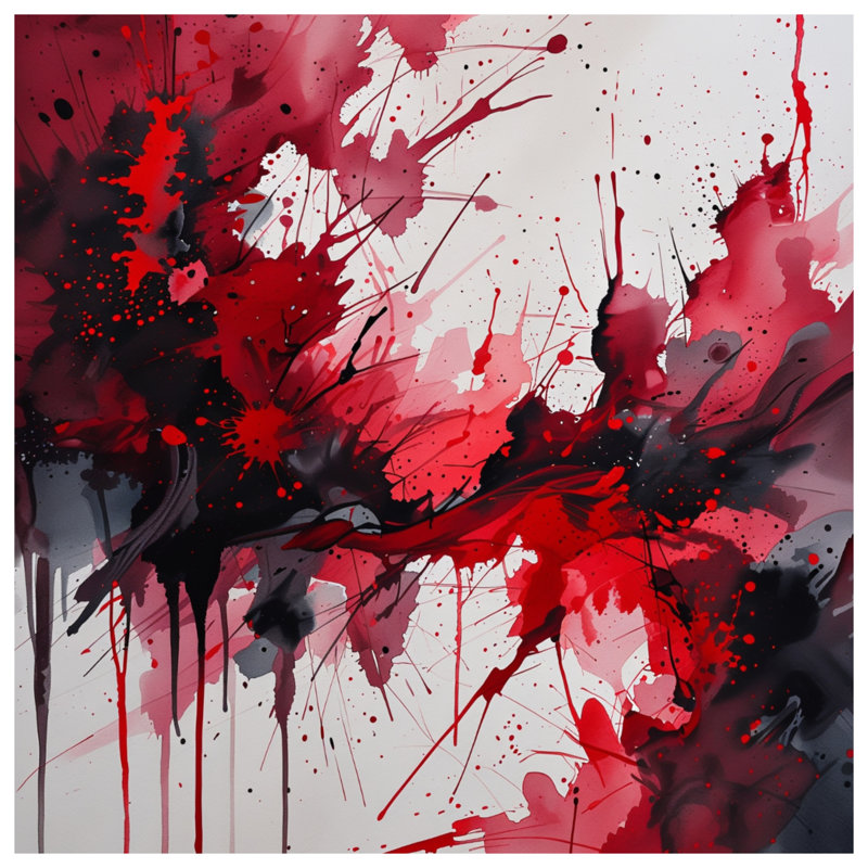 "Red Splatter" sur toile tendue avec châssis - Décoration murale abstraite en plusieurs tailles, 11 x 14 pouces