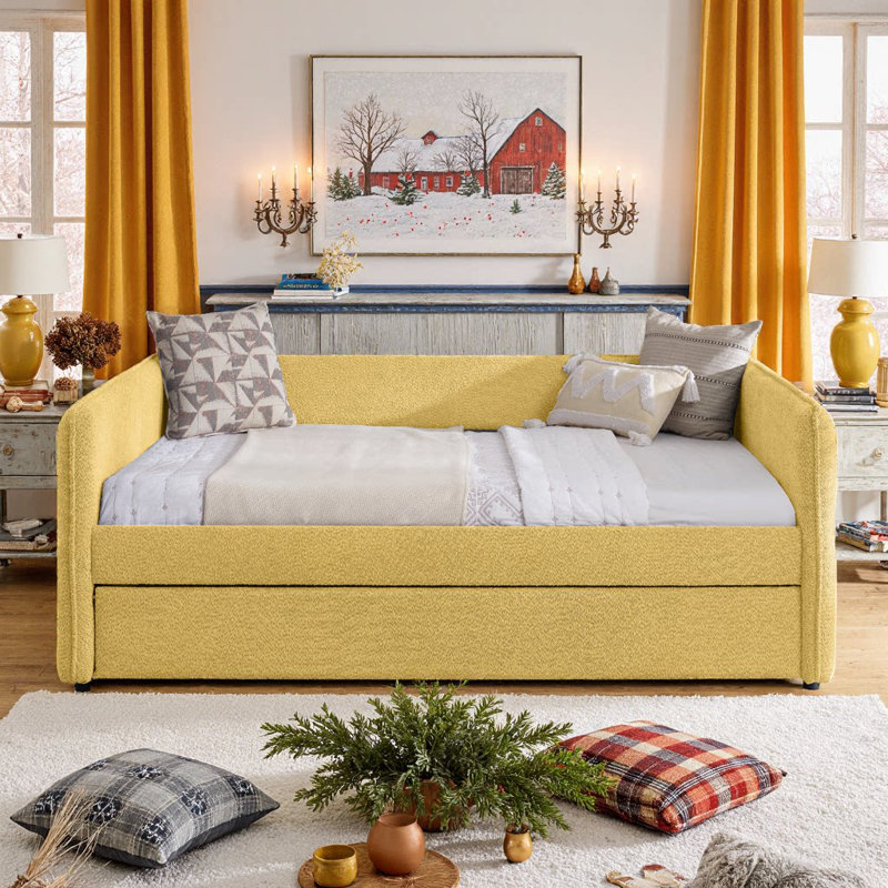 Canapé-lit simple / double UnaFlora, Lit double, Yellow