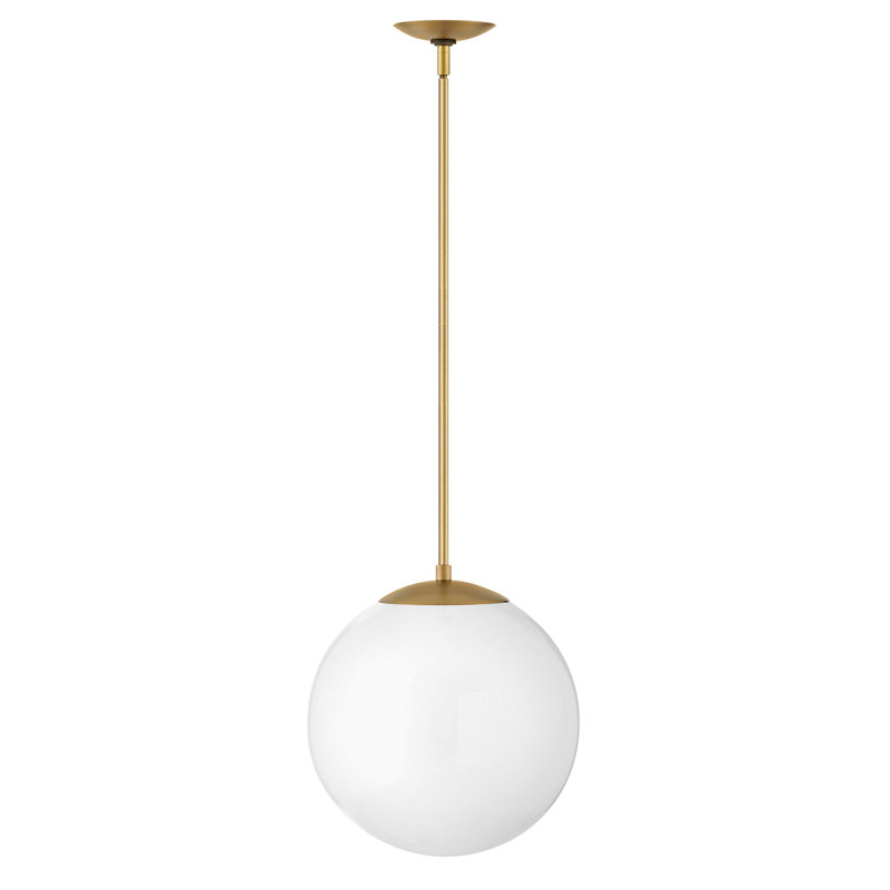 Warby Single Light Orb Pendant Light, Heritage Brass, 14.25" H x 13.5" W x 13.5" D, Etched Opal