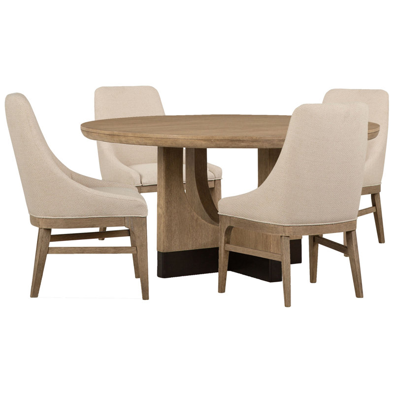 Table de salle à manger ronde 60 po avec 4 fauteuils, 5 pièces: table, 4 chaises