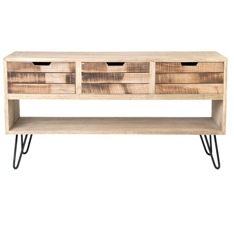 Commode décorative 3 tiroirs Aaeden Iron, Naturel