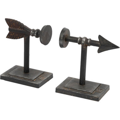 Bronze arrow-shaped cast iron bookend (2-piece set)