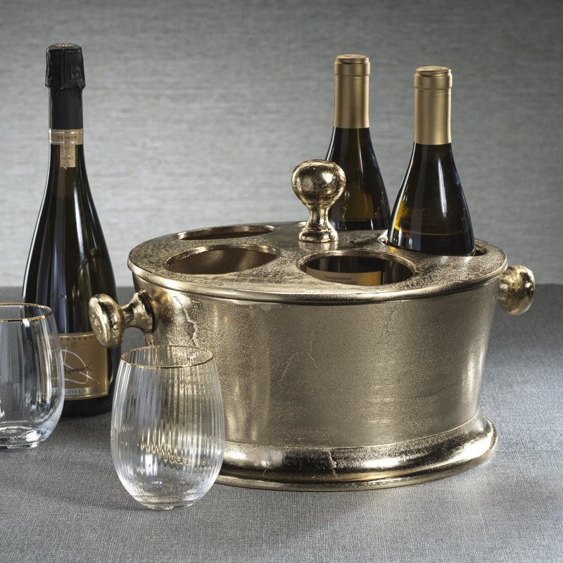 Serrano 5-Bottle Metal Wine Holder, Gold