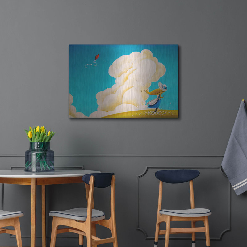 «Wall and String» par Cindy Thornton, art mural en métal de luxe, 24 po x 16 po, H 24 po x l 36 po