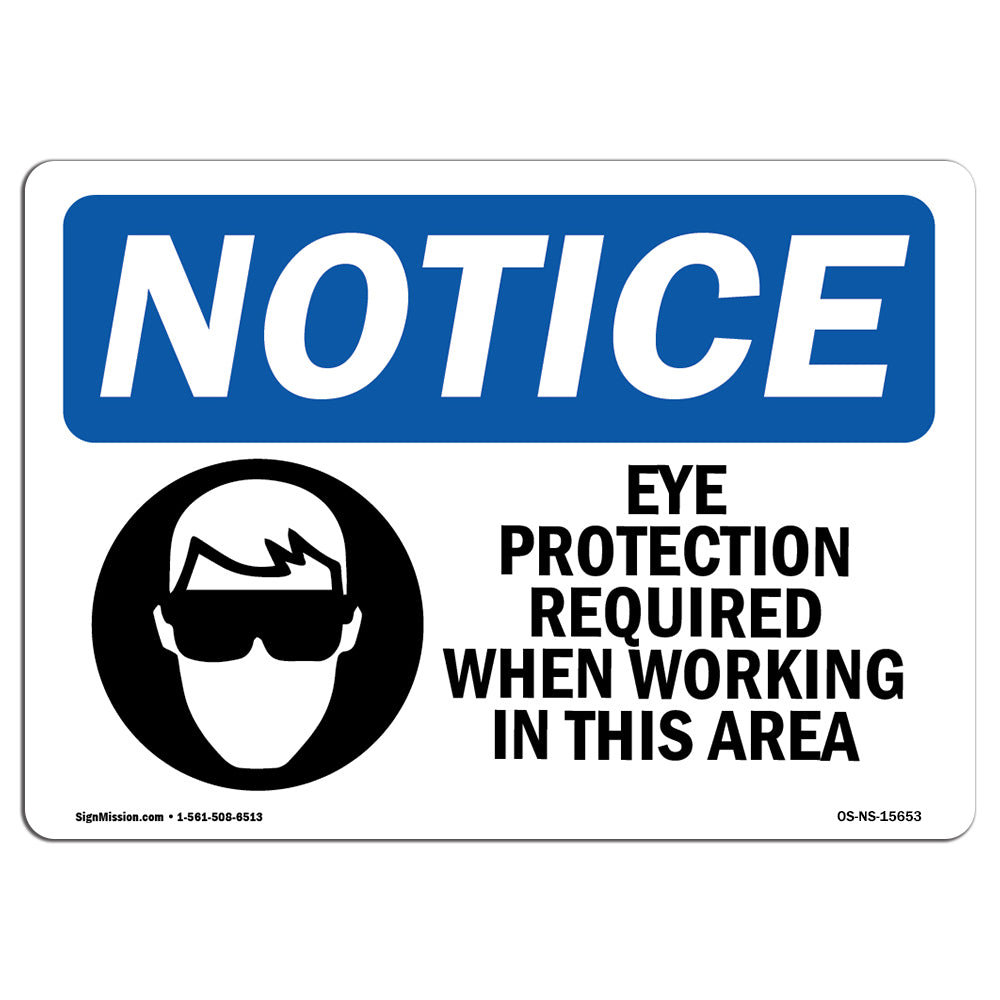  OSHA Notice Sign - Eye and Ear Protection Required Sign with  Symbol, Vinyl Label Decal, Protect Your Business, Construction Site