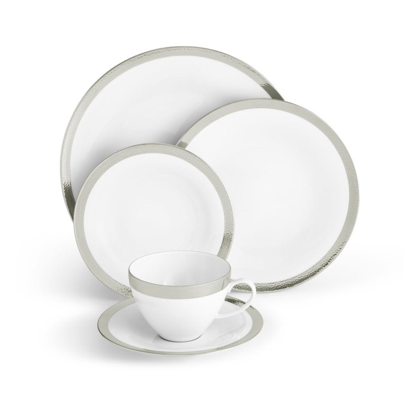 Smith Handmade Porcelain Dinnerware Set, Silver