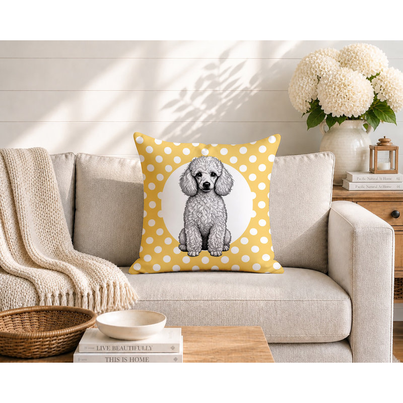 Coussin réversible intérieur / extérieur Poodle Dog, 16 x 16, Jaune