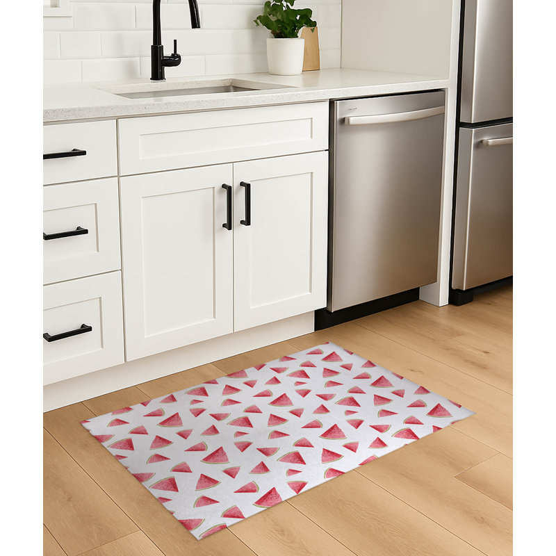 Tapis de cuisine antidérapant Summer Melon, Blanc, Rectangulaire 2 pi x 3 pi