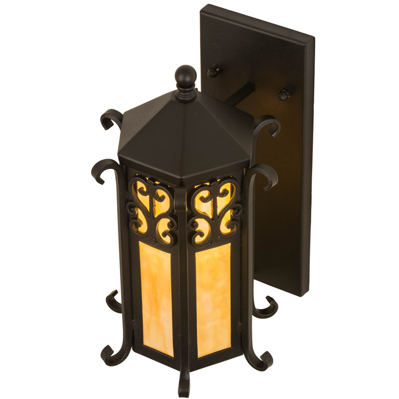 Black and Beige Glass Lantern Wall Sconce