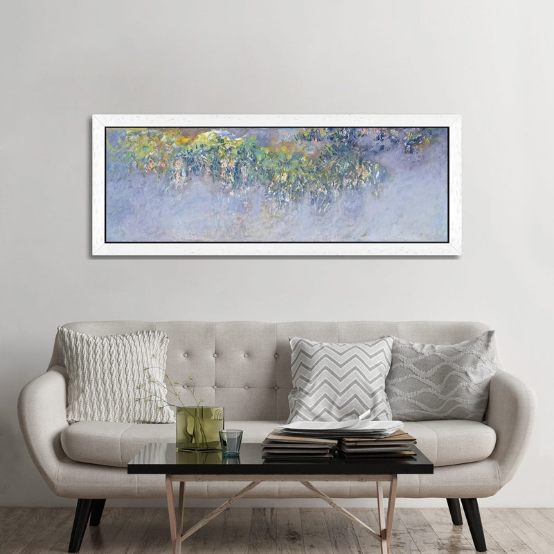 Wisteria, 1919-20 by Claude Monet - Panoramic Painting on Canvas, 152.4 cm H x 50.8 cm W, White Framed