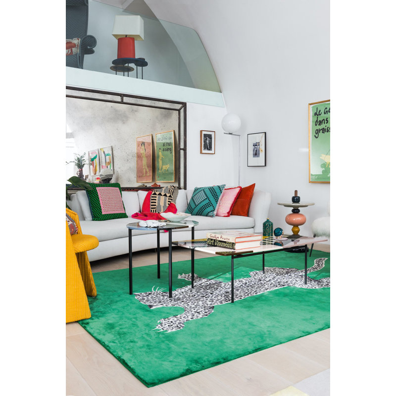 Diane Von Furstenberg Climbing Leopard Emerald Area Rug, Rectangle 4' x 6'