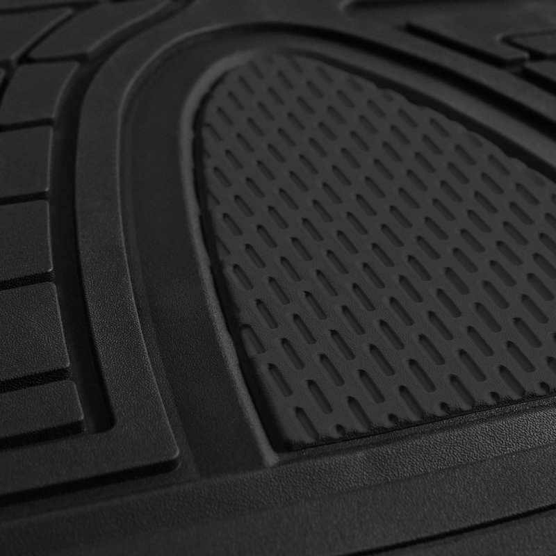 Trimmable ClimaProof Heavy Duty Tall Channel Non-Slip Rubber Floor Mats Full Set, Black