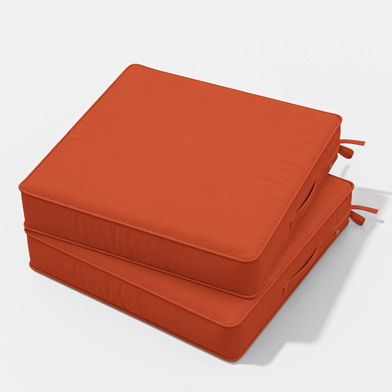 Outdoor Chair Seat Cushions，Water-Resistant Patio Chair Cushions With Handle And Non-Slip Bottom, 22" W x 22" D, Orange