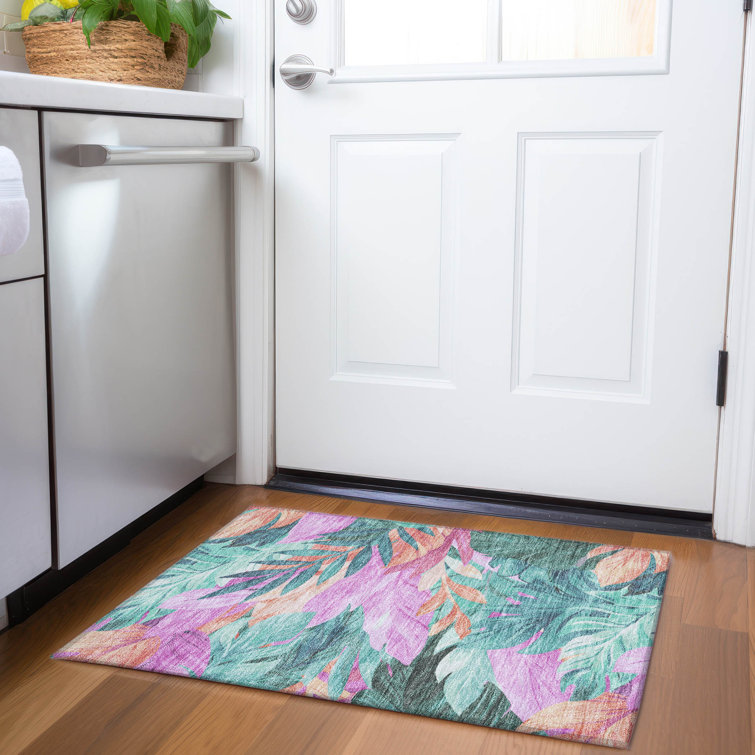 Machine Washable Indoor/Outdoor Claudian ACN1498 Teal Rug