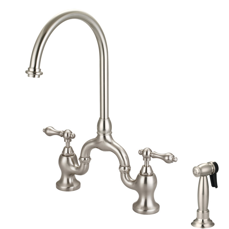 Barclay Banner Kitchen Faucet with Side Spray and Soap Dispenser, Brushed Nickel
