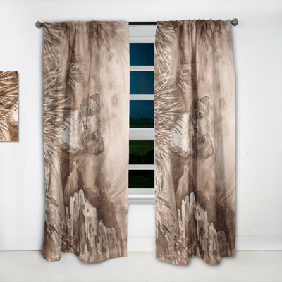 Wild Weasel In The Forest - Rideau en velours traditionnel - obscurcissant - 1 panneau
