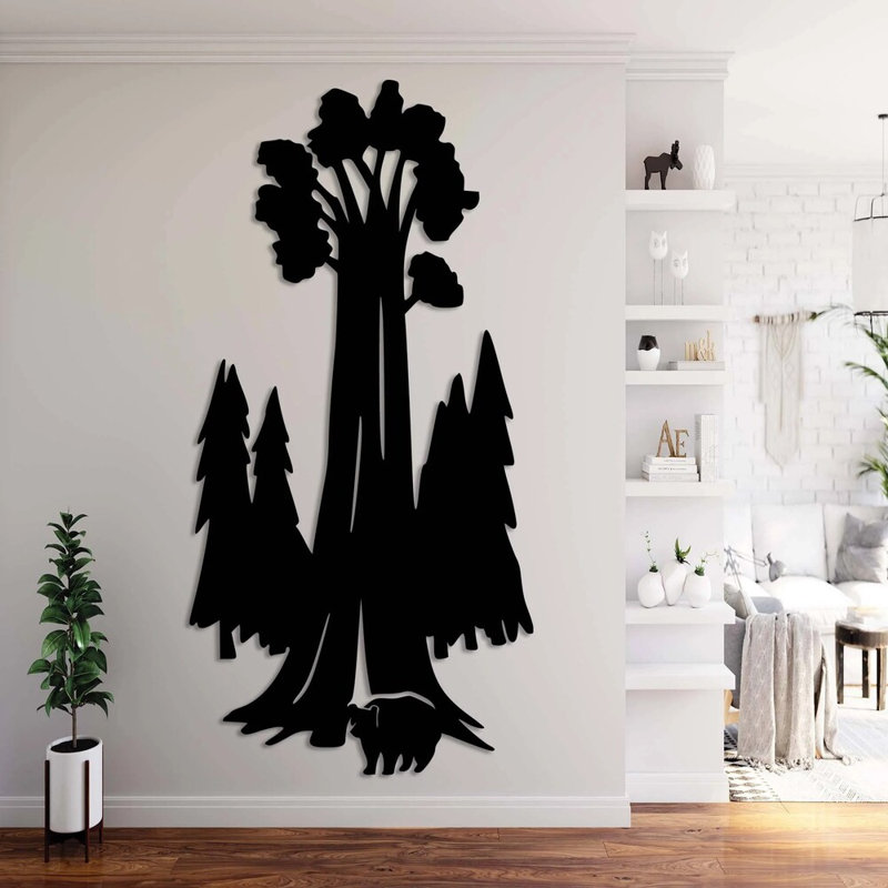 Art mural en métal Sequoia, Noir, H 23 po x l 46 po x P 0,12 po
