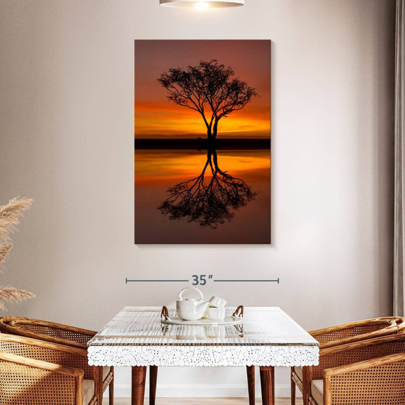 Silhouette d'arbre acacia Harnek, H 48 po x l 32 po