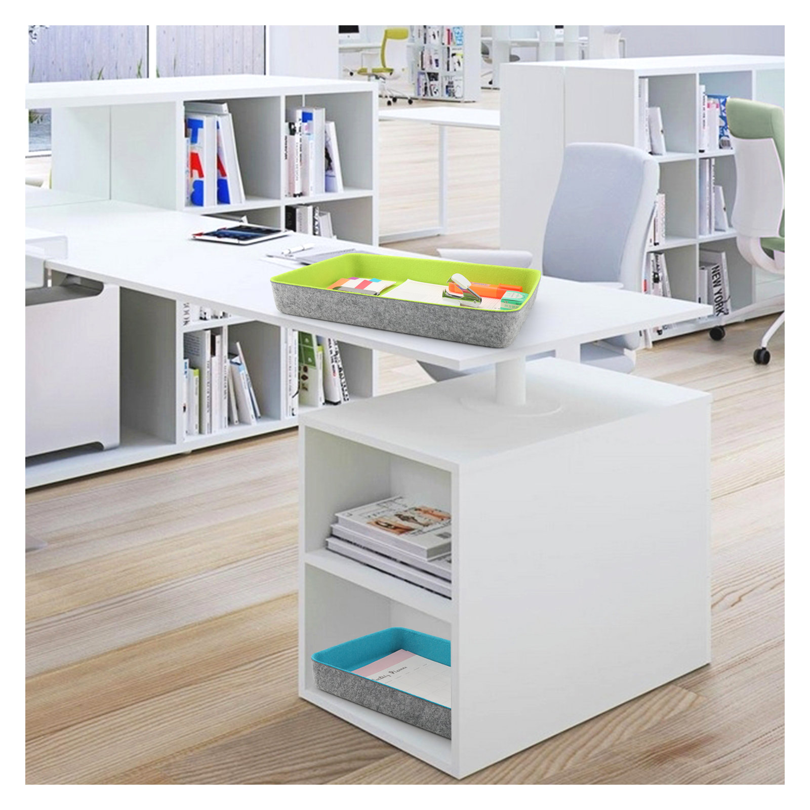 Office Desk Organizer Set, Green/Turquoise