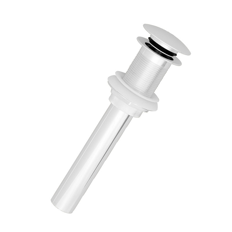 Mushroom Style Push-Down Lavatory Drain Assembly without Overflow Holes - Exposed, Powder Coat White