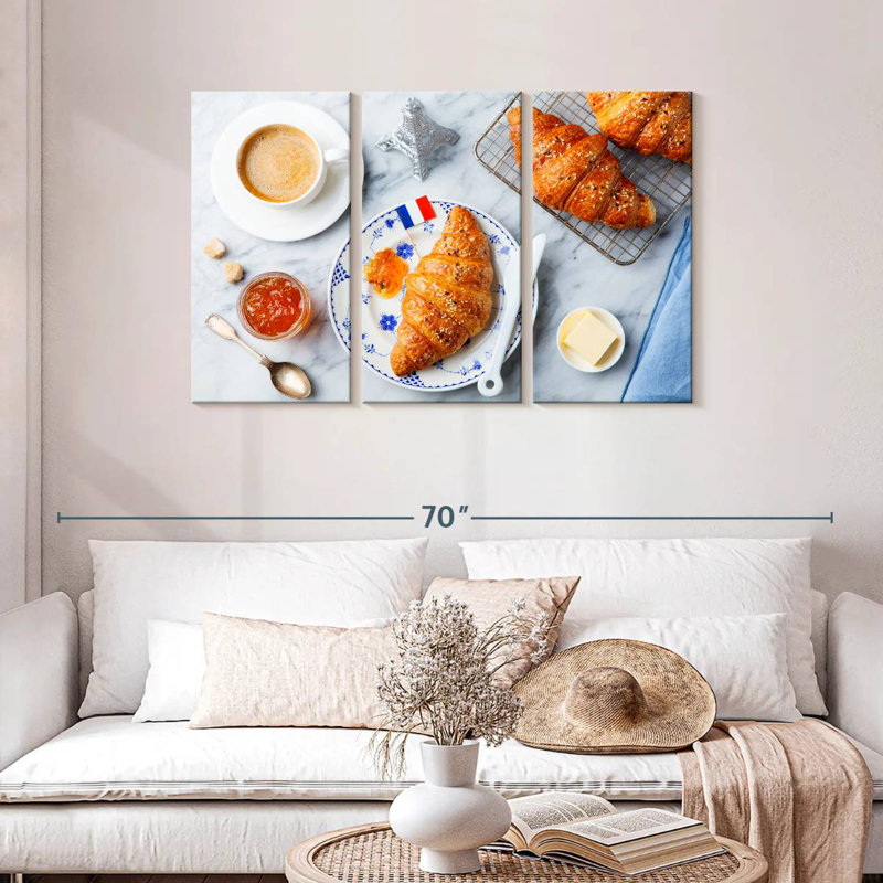 Yarlin French Croissant And Coffee, 28" H x 45" W