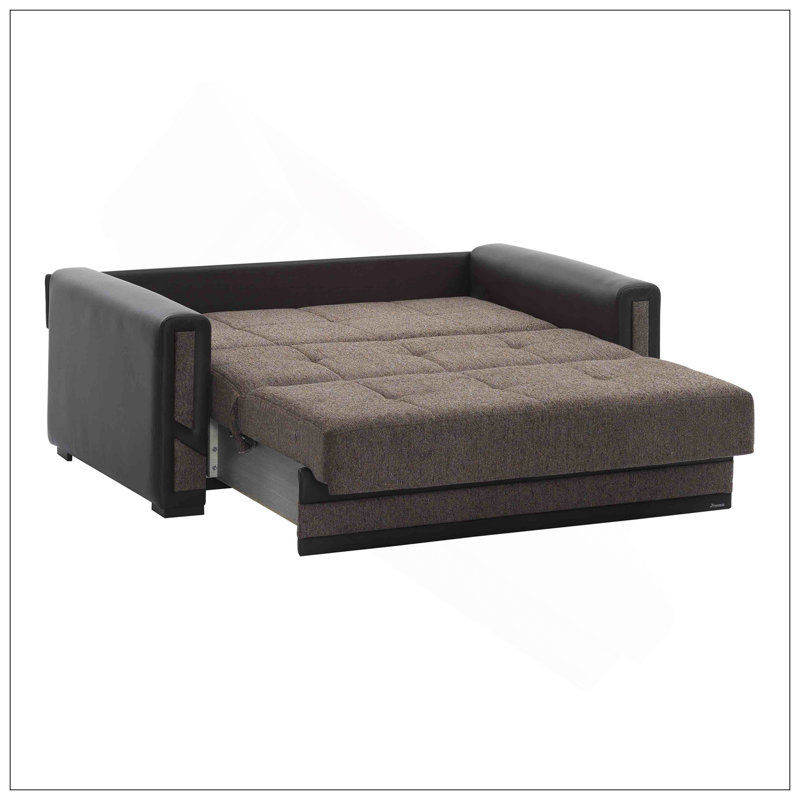 Causeuse convertible rembourrée avec rangement, Brun