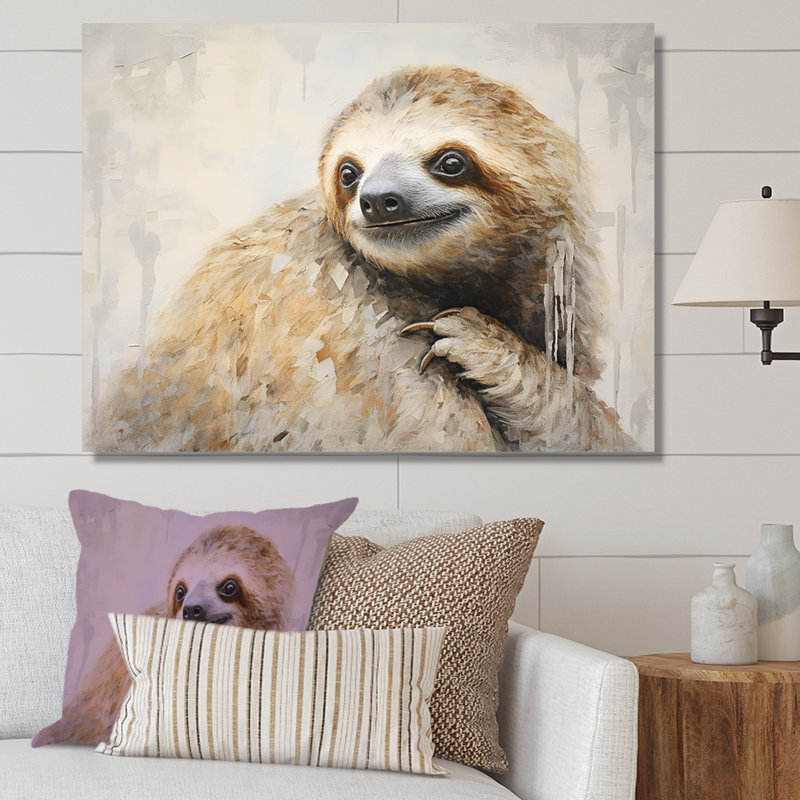 «Thoughtful Sloth I» sur toile, H 12 po x l 20 po x P 1 po, Toile tendue