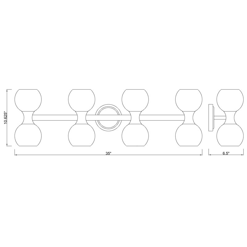 4 - Light Dimmable Vanity Light, Chrome