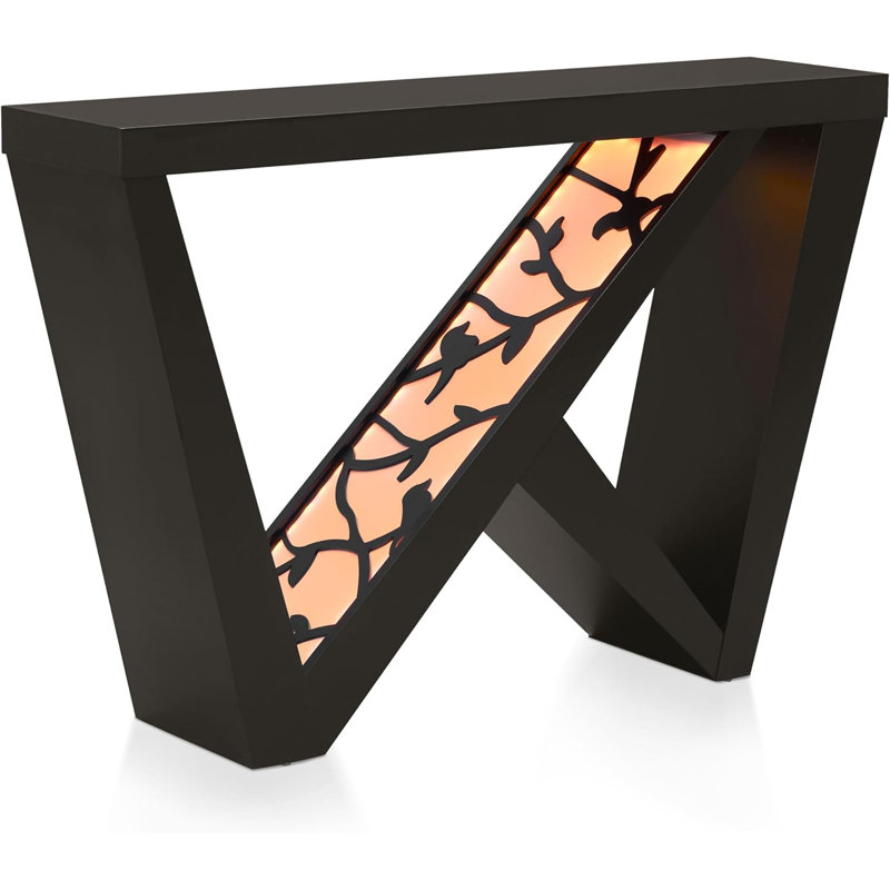 Modern Decorative LED Console Table With W-Shaped Legs And Remote Control, USB-Powered Light Strip, Engineered Wood Top, And Anti-Tip Kit For Living Room, Hallway, Or Entryway