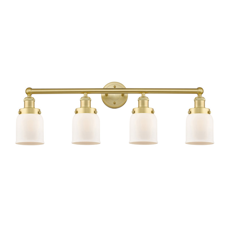 Éclairage pour meuble-lavabo à 4 lumières à intensité variable Asheton, Blanc mat, Or satiné
