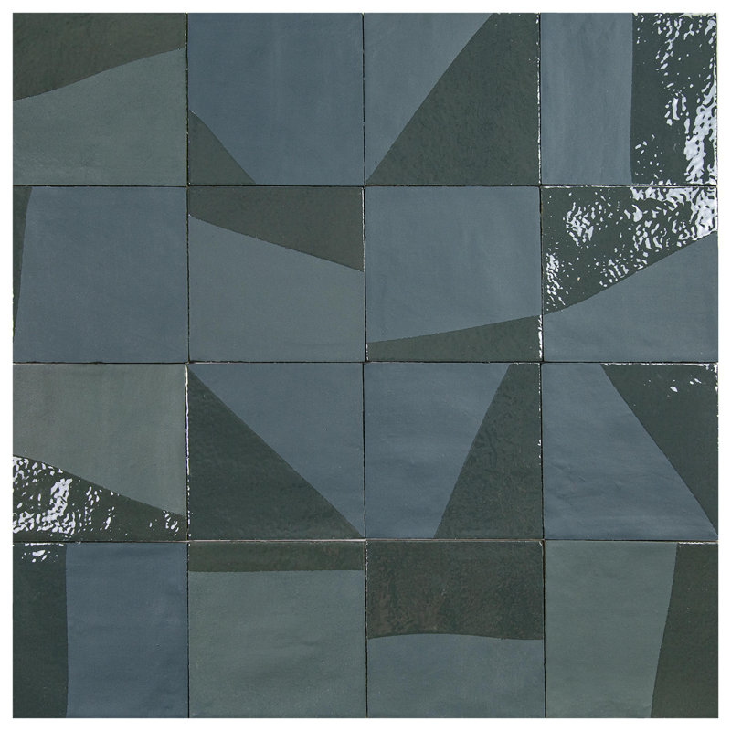 Subway Tile 5.5" x 5.5" Porcelain Tile, Green Drip