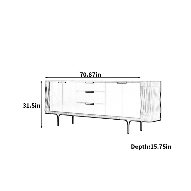 Buffet rétro, Noir / blanc, 31.5" H x 70.87" W x 15.75" D