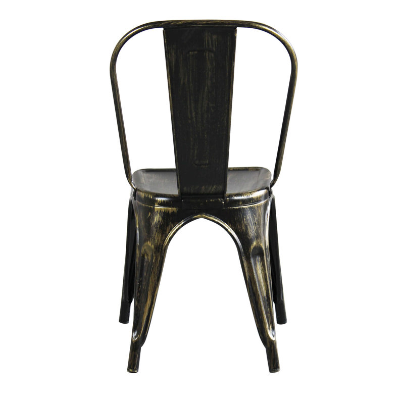 Barretti Patio Dining Side Chair, Black/Gold