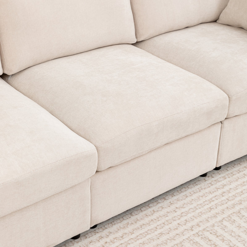Canapé modulaire rembourré Wilroy, 3, Beige