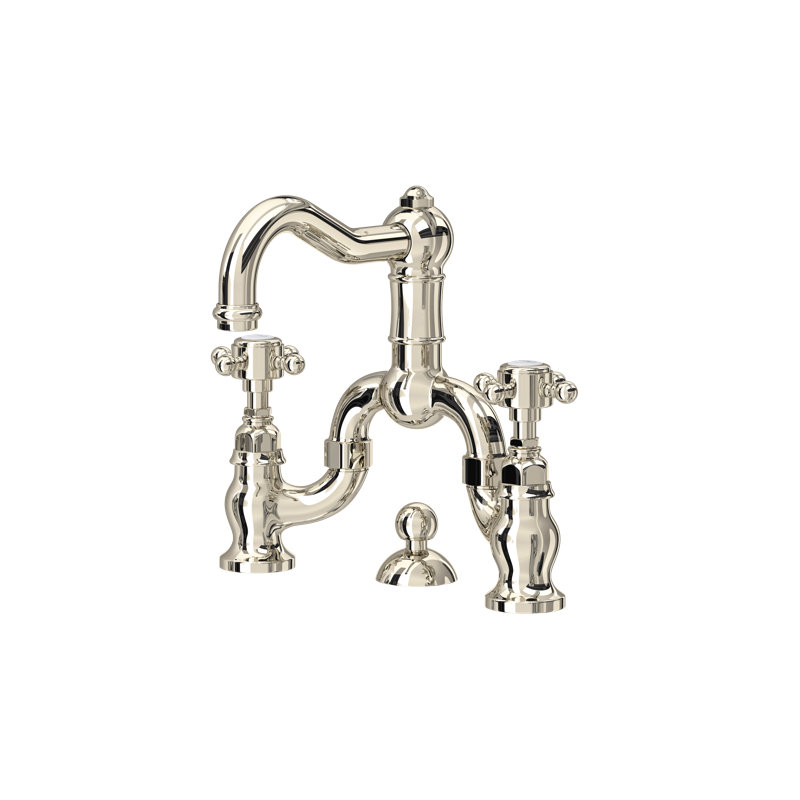 Acqui Bridge Lavatory Faucet, Cross Handle, Polished Nickel