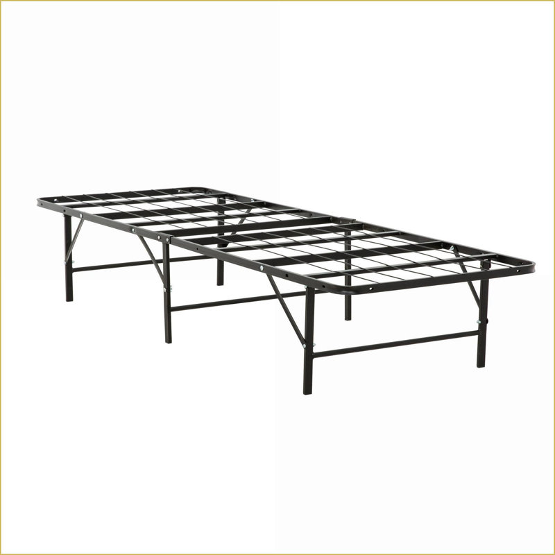 Structure de lit simple en métal - Aucun sommier nécessaire, noir avec rangement sous le lit pour la chambre d'amis