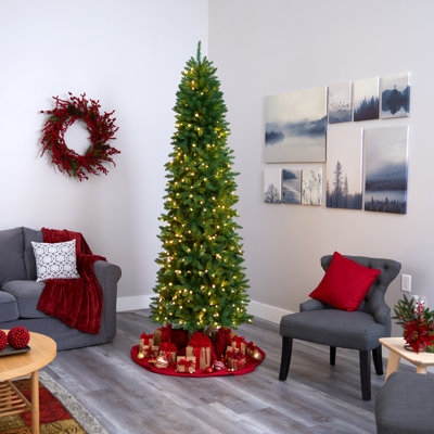 Arbre de Noël élancé vert pin artificiel avec lumières DEL