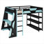 Gaming Room Full Size Loft Bed, Solid Wood MDF Construction, Sleek Black, Integrated Desk, Storage Shelves and LED Lights