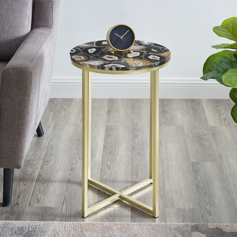 Motte Glass Top Cross Legs End Table