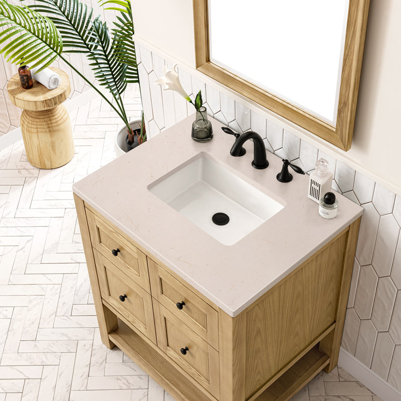 Breckenridge 30'' W Single Vanity, White Zeus, Light Natural Oak, 8" Widespread