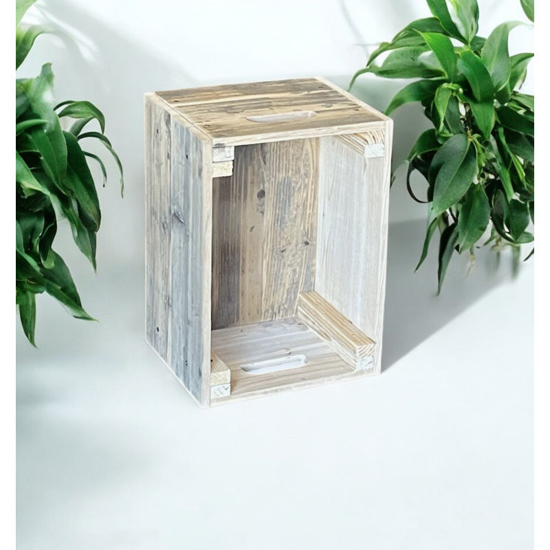 Caisse en bois massif, Inachevé, 10,75 x 13,25 x 18,75