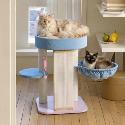 Space-Saving Modern Pastel Cat Tree, 28" H
