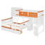 Lit simple au-dessus d'un lit double avec bureau intégré, amplement de tiroirs de rangement, tablettes, armoire et bandes à DEL, éclairage confortable blanc et orange, couleur pour espaces ados-1464306701