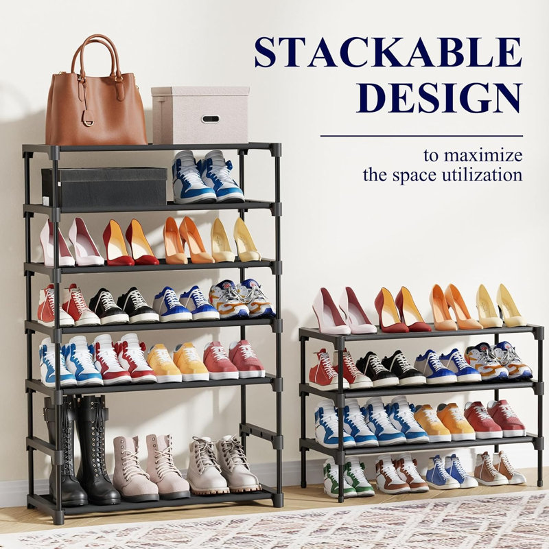 Black X-large Non-woven Stackable Shoe Organizer Rack 