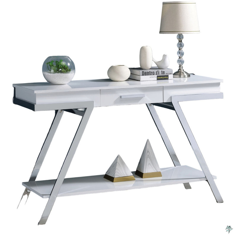 Sofa Table High Gloss Finish Chrome Frame Console Table Gorgeous Living Room Furniture