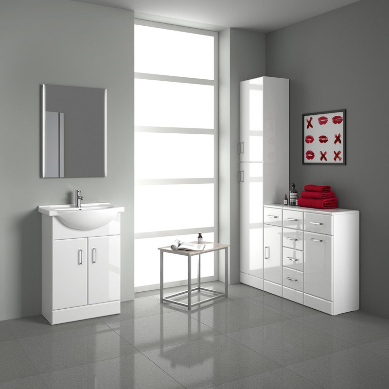 VeeBath Desire Mars 550 Unit and basin - White