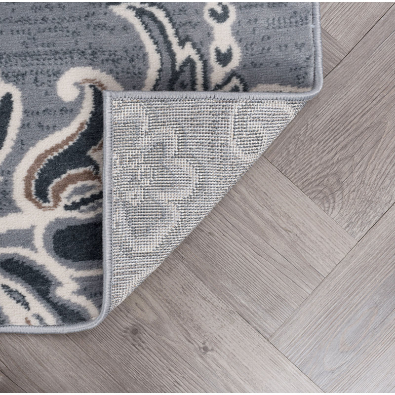 Tapis floral gris Majoros, Rectangle 8 pi 9 po x 12 pi 3 po