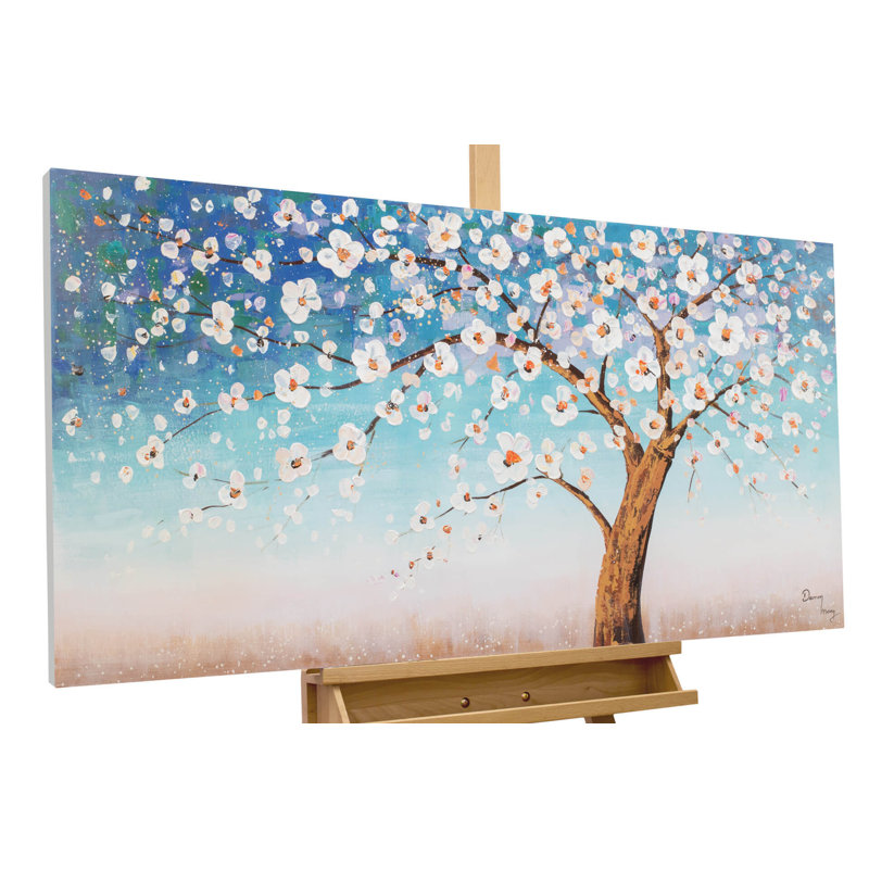 Hand -painted acrylic painting on spring evening