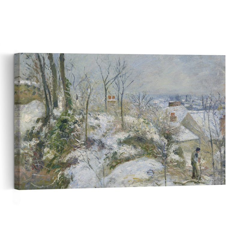 Rabbit Warren à Pontoise, Snow, 1879. Estampe d'art mural impressionniste abstraite contemporaine représentant un paysage.