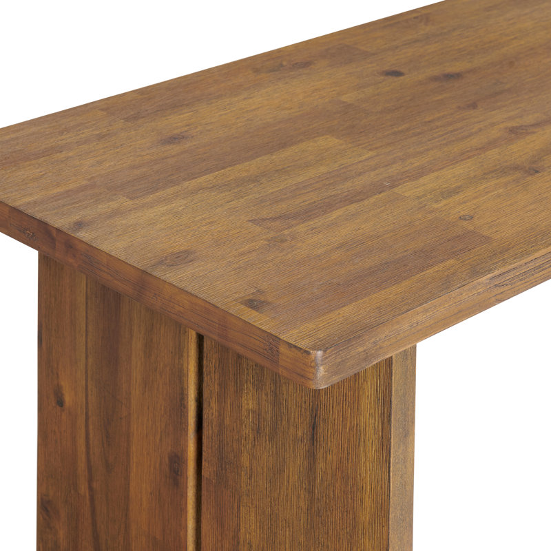 Bethel 52" Natural Acacia Wood Console Table with Storage Shelf
